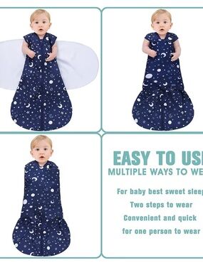 Navy Moon & Stars Baby Sleep Sack Pajamas - EUC - newborn - 6 months